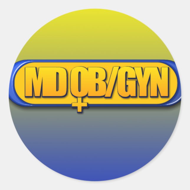 MD OB/GYN LOGO OVAL OBSTETRICS GYNECOLOGY CLASSIC ROUND STICKER (Front)