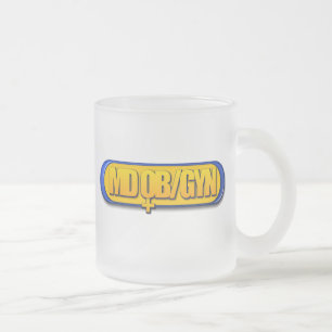 MD OB/GYN LOGO OVAL OBSTETRICS GYNECOLOGY FROSTED GLASS COFFEE MUG
