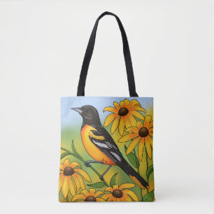 MD State Bird Oriole & Black-eyed Susan Flower Tote Bag