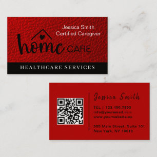 Mdern Nurse Caregiver Home Help Companionship Red  Business Card
