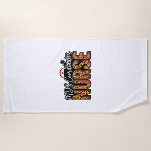 MDS Coordinator Nurse Vintage Leopard Shirt Design Beach Towel