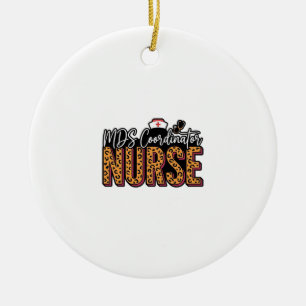 MDS Coordinator Nurse Vintage Leopard Shirt Design Ceramic Tree Decoration