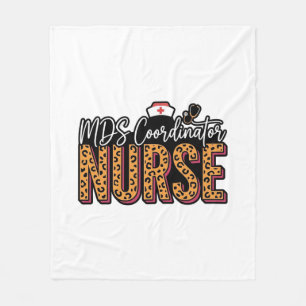 MDS Coordinator Nurse Vintage Leopard Shirt Design Fleece Blanket