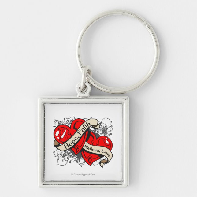 MDS Hope Faith Dual Hearts Key Ring (Front)