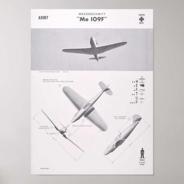 ME 109F recognition poster, 1942 Poster (Front)