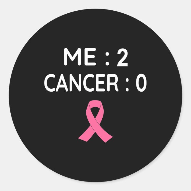 Me 2 Cancer 0 Breast Cancer Awareness Pink Ribbon  Classic Round Sticker (Front)
