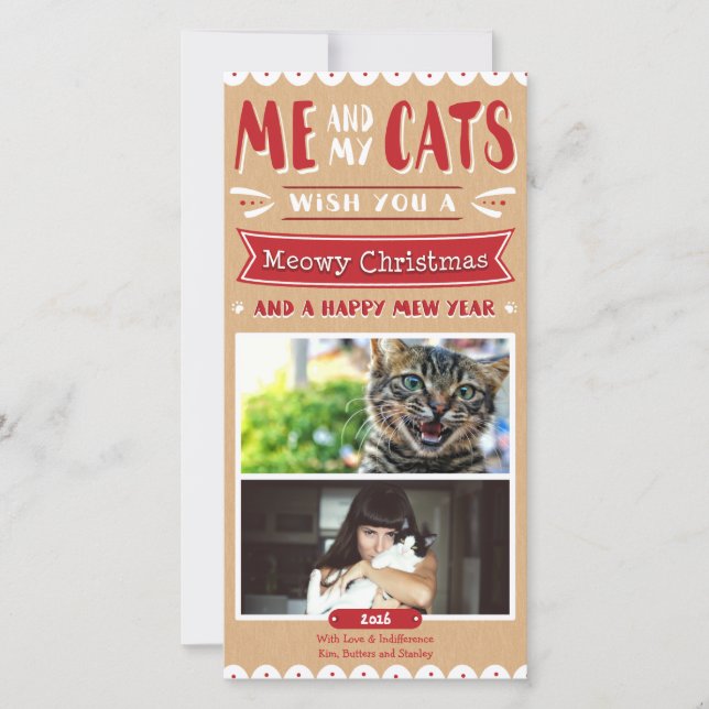 Me and My Cats Christmas 4x8 Photocard (2 Images) Holiday Card (Front)