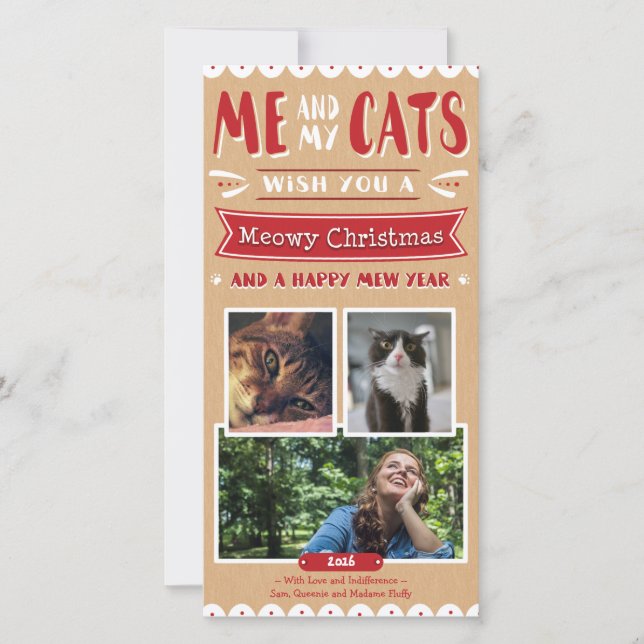 Me and My Cats Christmas 4x8 Photocard (3 Images) Holiday Card (Front)