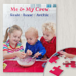 Me and My Crew Personalised Kids Photo Jigsaw Puzzle<br><div class="desc">Personalised photo jigsaw puzzle for toddlers. The photo template is set up for you to add one of your favourite pictures, which will be displayed in portrait format. Your photo has a custom text overlay in cute and quirkly lettering. The sample wording reads "My & My Crew [name(s)]" and, of...</div>