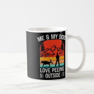 Me And My Dog - I Love Peeing Outside Retro Sunset Coffee Mug