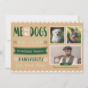 Me and My Dogs 5x7 Christmas Card (3 Photos)