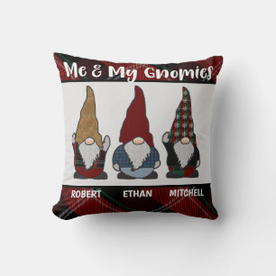 Me and My Gnomies Personalised Rustic Throw Pillow