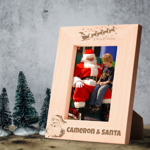 Me and Santa Custom Name Santa & Sleigh Etched Frames