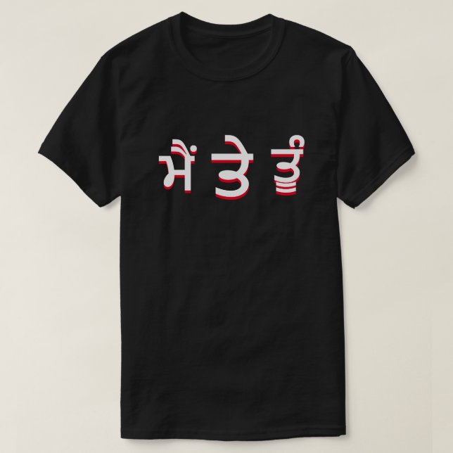 me and you in Punjabi (ਮੈਂ ਤੇ ਤੂੰ) T-Shirt (Design Front)
