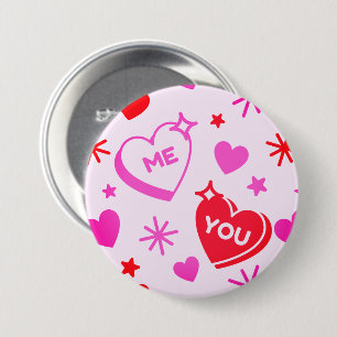 Me and You Romantic Hearts Button