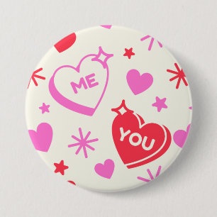 Me and You Romantic Hearts Button
