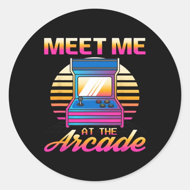Me At The Arcade Gamer Vaporwave Retro Video Game  Classic Round Sticker (Front)