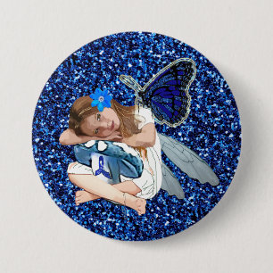 ME/CFS Angel Fairy Girl Awareness Ribbon 7.5 Cm Round Badge