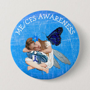 ME/CFS Angel Fairy Girl Awareness Ribbon 7.5 Cm Round Badge
