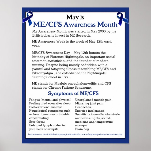 ME/CFS Awareness Month, Day and Week  Poster (Front)