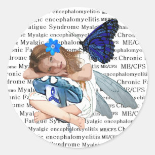 ME/CFS Chronic Fatigue Little Girl Angel Fairy Classic Round Sticker