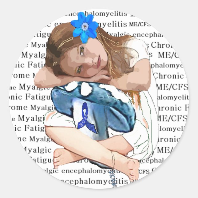 "ME/CFS" Chronic Fatigue Syndrome "Girl of Hope" Classic Round Sticker (Front)