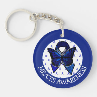 ME/CFS Syndrome Awareness Ribbon and Butterfly Key Ring