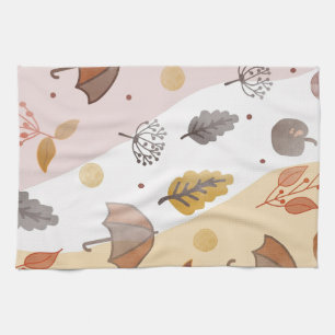 Me Core Essentials Cosy Autumn Umbrella and Leaves Tea Towel