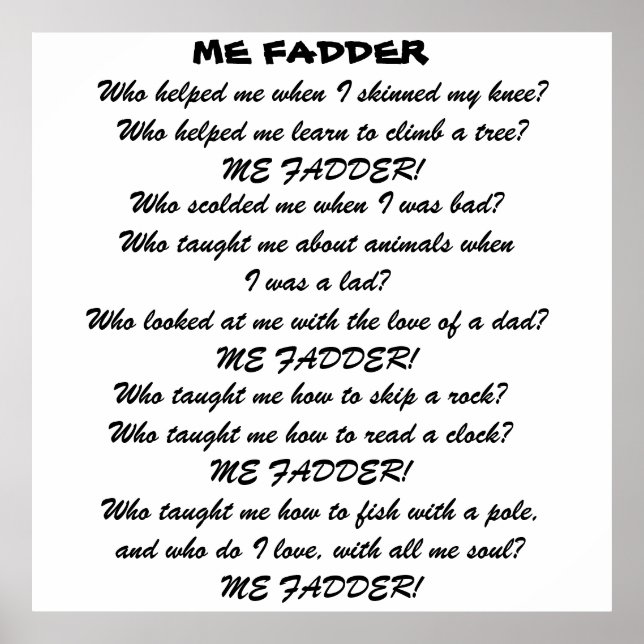 ME FADDER POEM Poster (Front)