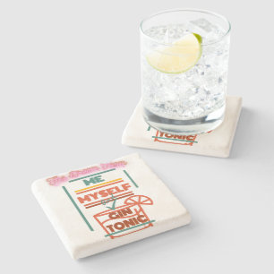 'Me & Gin Tonic Dream Team' Limestone Coaster