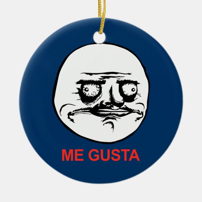 Me Gusta Face Meme Ceramic Tree Decoration (Front)