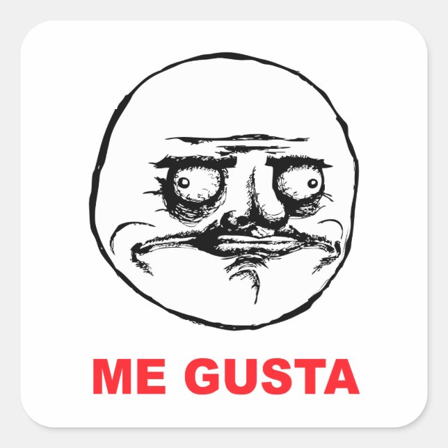 me gusta face rage face meme humour lol rofl square sticker (Front)