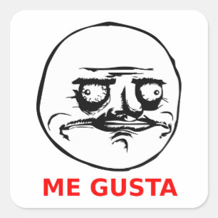 Me Gusta Face with Text Square Sticker