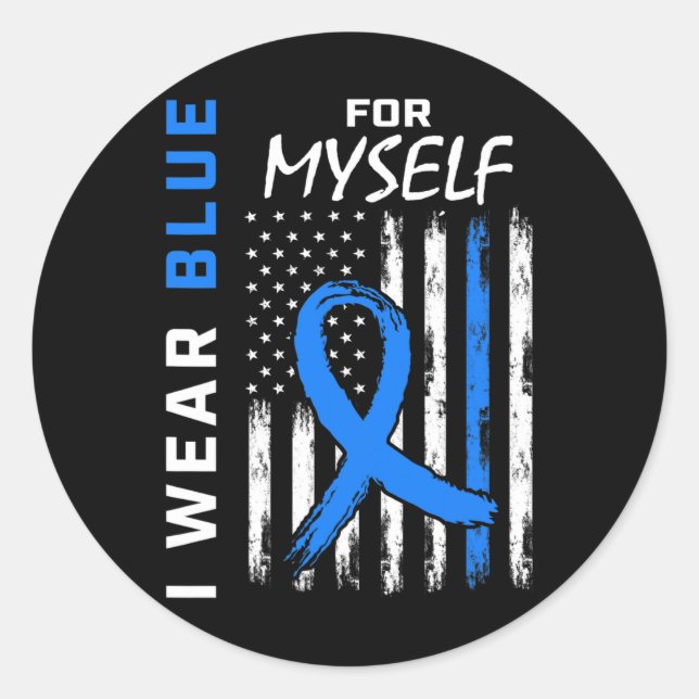 Me I Wear Blue For Myself Diabetes Awareness Ameri Classic Round Sticker (Front)