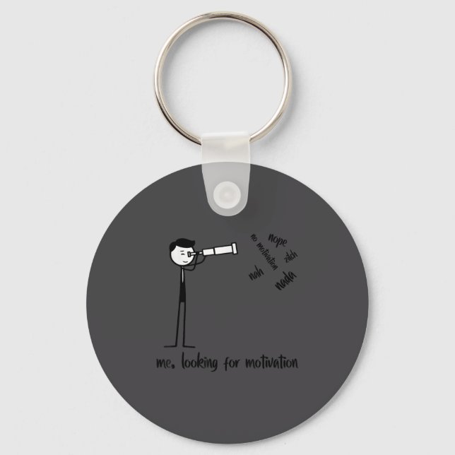 Me Looking For Motivation Funny Stickman Figures  Key Ring (Front)