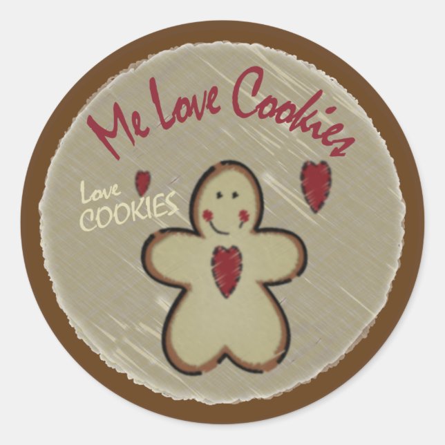 Me Love Cookies - Gingerbread Classic Round Sticker (Front)