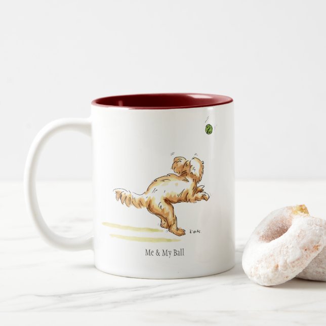 'Me & My Ball' Cockapoo Two Toned Mug (With Donut)