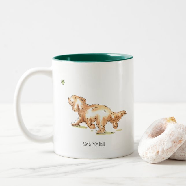 'Me & My Ball' Cockapoo Two Toned Mug (With Donut)