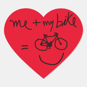 me & my bike = happiness heart sticker