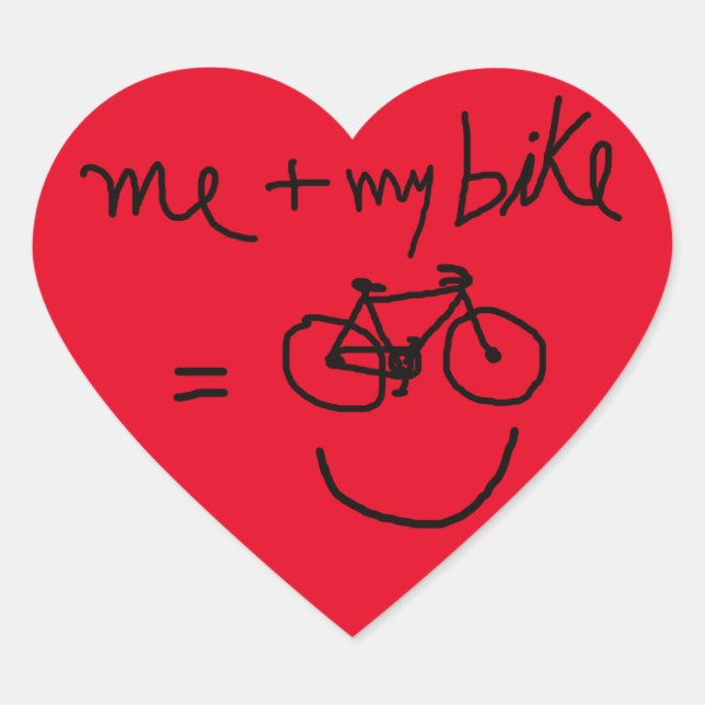 me & my bike = happiness heart sticker (Front)