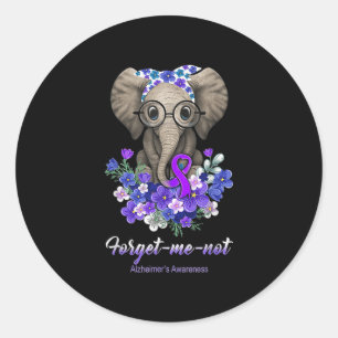 Me Not Elephant Flowers Alzheimerheimer Brain Awar Classic Round Sticker
