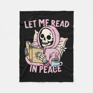 Me Read In Peace Funny Ghost Reading Book Hallowee Fleece Blanket
