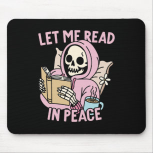 Me Read In Peace Funny Ghost Reading Book Hallowee Mouse Mat