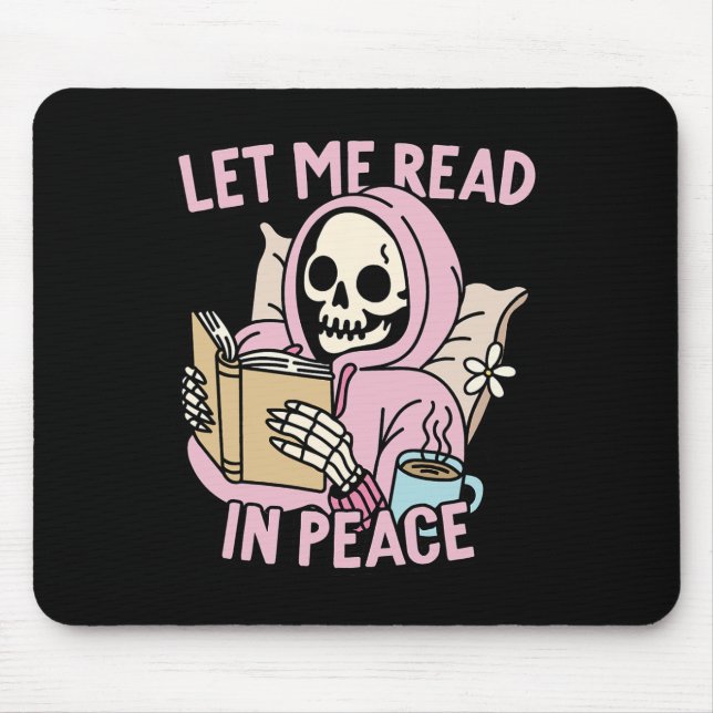 Me Read In Peace Funny Ghost Reading Book Hallowee Mouse Mat (Front)
