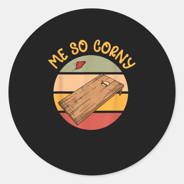 Me So Corny Game Tournament Fun Classic Round Sticker (Front)