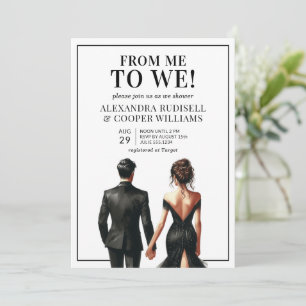 ME TO WE Black and White Couples Bridal Shower Invitation