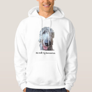 Me Walk My Hoooooman Funny Irish Wolfhound  Hoodie