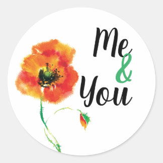 Me & You Poppy Classic Round Sticker