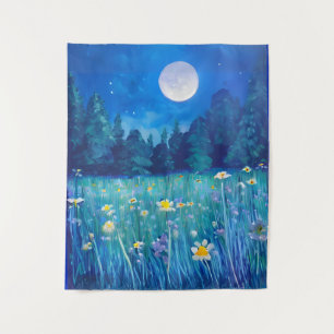 Meadow and Forest Under a Full Moon Tapestry