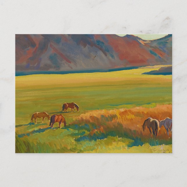 Meadow and Horses by Maynard Dixon Postcard (Front)